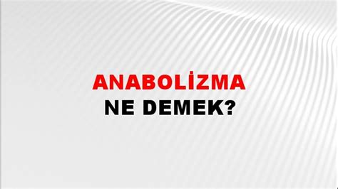 anabolizma ne demektir